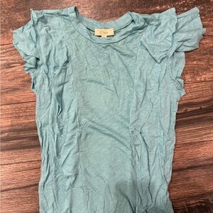 Elan Light Blue Ruffle Sleeve Tee